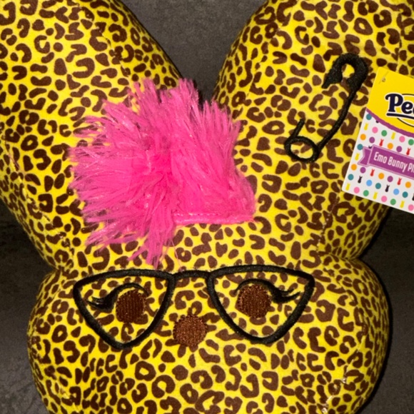 2025 Peeps EASTER BUNNY 15" LEOPARD PRINT Emo Punk Rock Rabbit Plush NEW + Tag - Picture 3 of 11